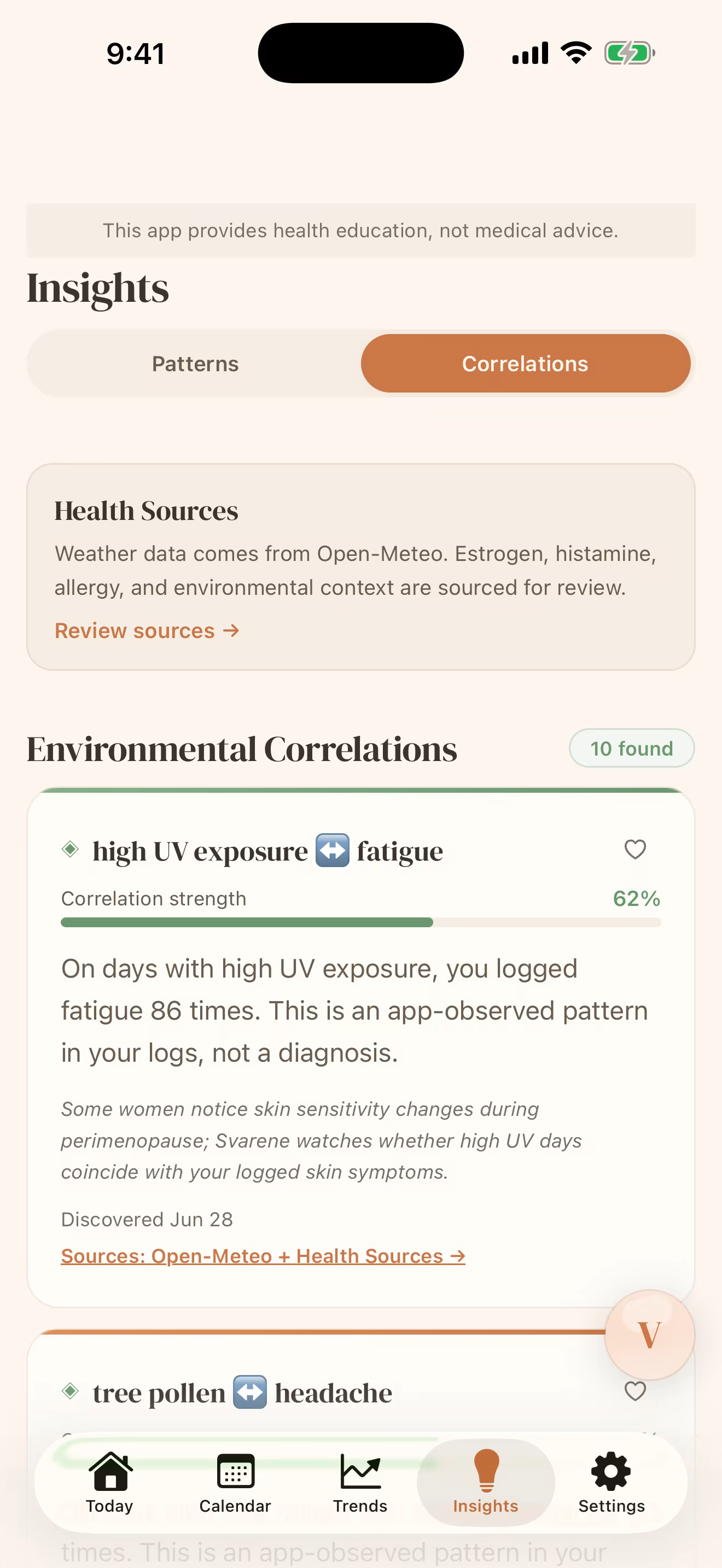 Svarene correlations screen